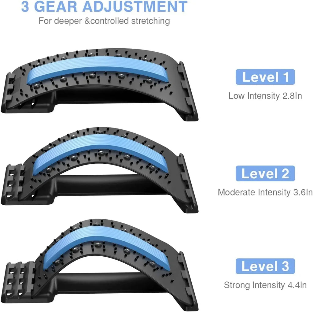 Back Stretcher for Lower Back Pain Relief 4 Level Adjustable Lumbar Cracker Board Stretching Device for Scoliosis Sciatica