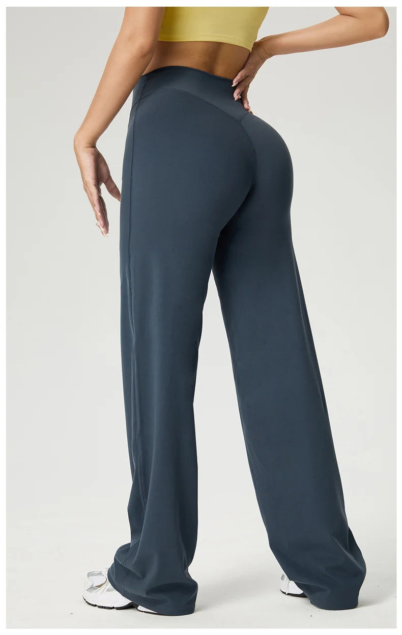 TRY TO BN Women's High Waisted Straight Leg Yoga Pants Gym Leggings Naked Feel Buttery Soft Breathable Running Workout Trousers