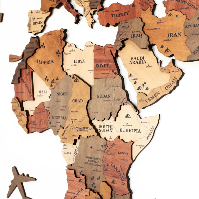 Wooden 3D World Map Puzzle – Decorative Wall Art for Home & Office
