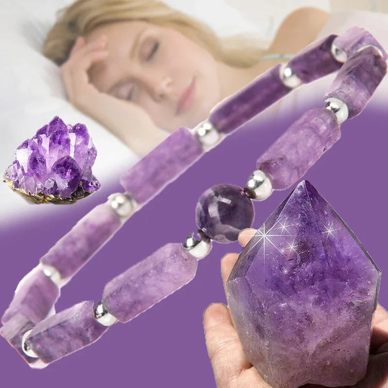 Natural Amethyst Body-purify Slimming Bracelet Stone Energy Yoga Bracelets for Women Weight Loss Bracelet Fatigue Relief Healing