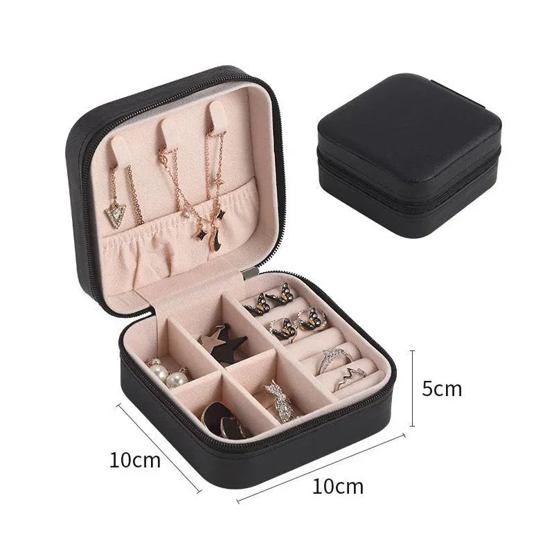 Portable Jewelry Box – Leather Travel Jewelry Organizer Case