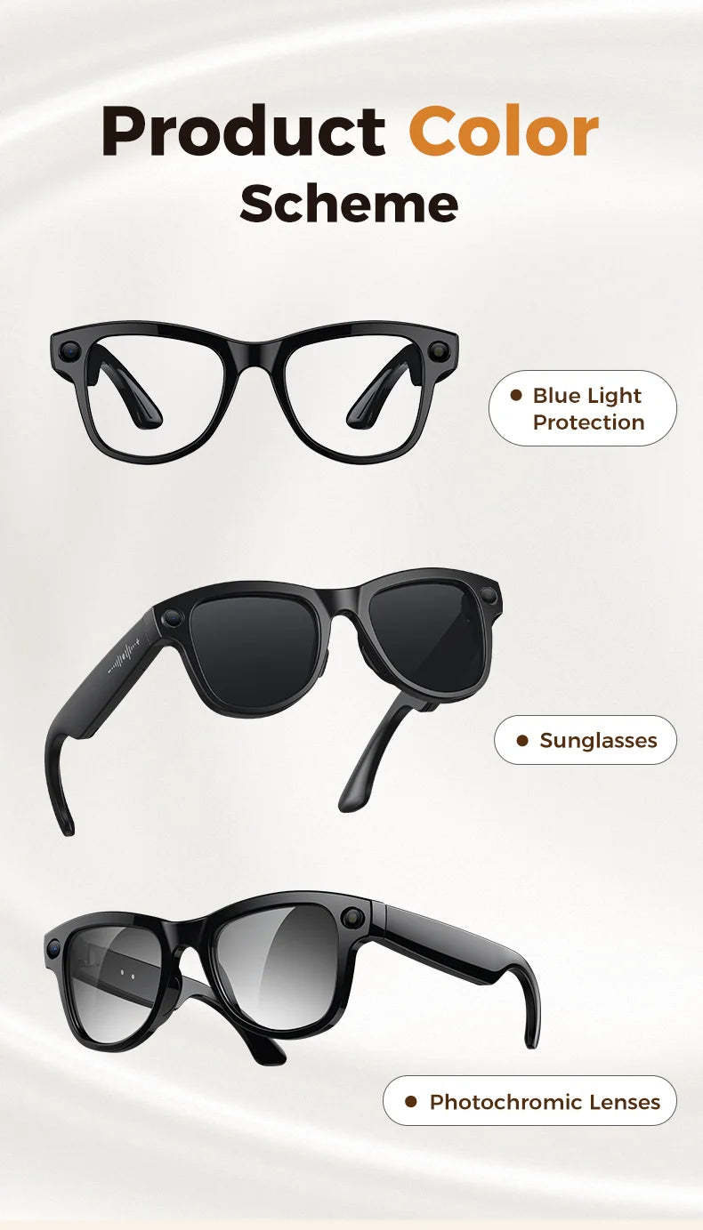 Study Travel Smart Glasses Men 800W Pixel Camera 4k Ultra HD 1080P Video Recording Take Photo AI Chat Music Call AI Glasses 2026