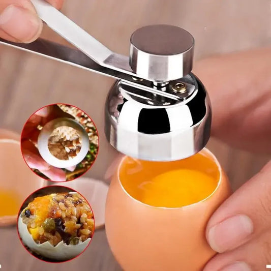 Stainless Steel Egg Topper Cutter – Boiled & Raw Egg Opener for Easy Cooking