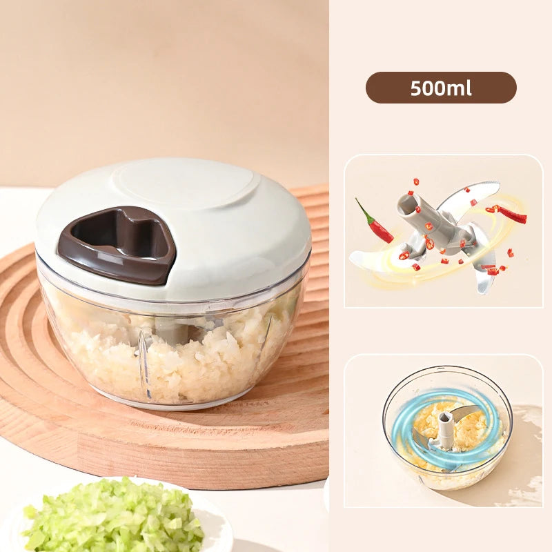 Manual Pull String Food Chopper – Multi Function Vegetable Garlic Mincer