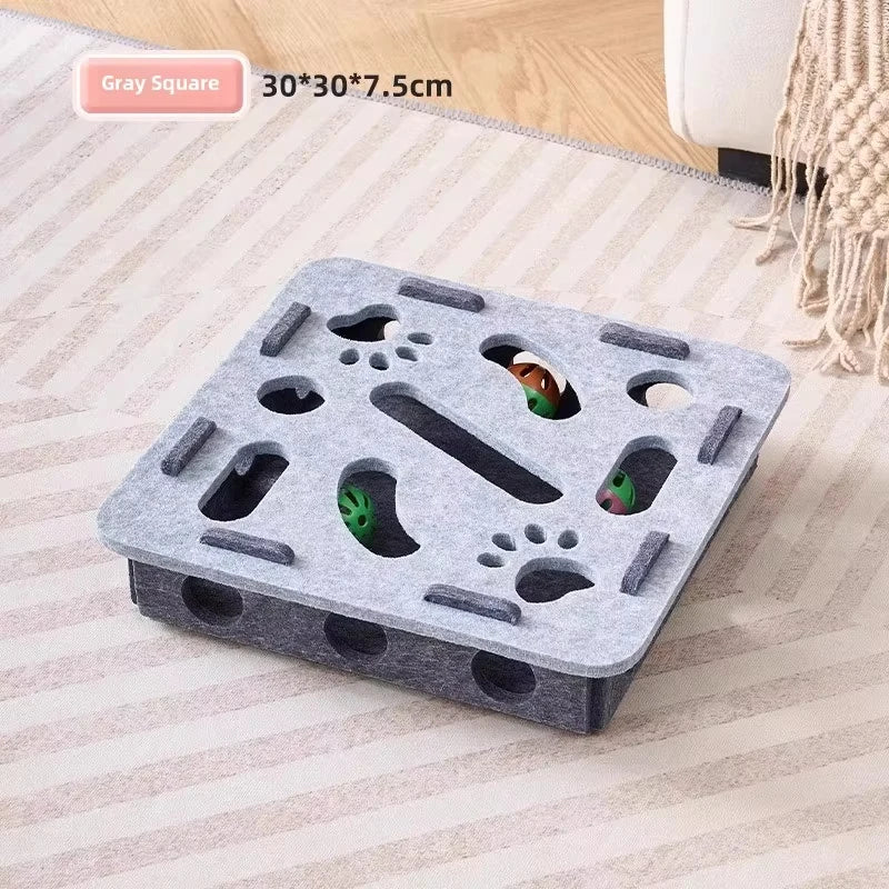Cat Puzzle Toy Box – Interactive Felt Exercise Toy with Ball