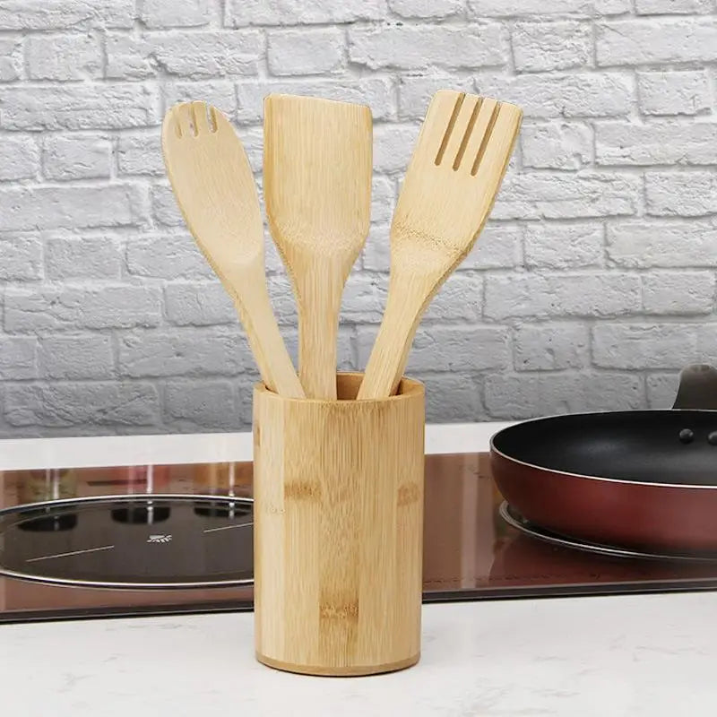 Bamboo Kitchen Utensil Set – Wooden Spoons & Spatula Tools