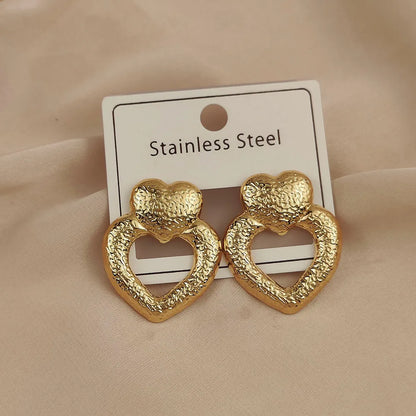 18K Gold-Plated Love Stud Earrings – Waterproof & Non-Fading, Gift for Her