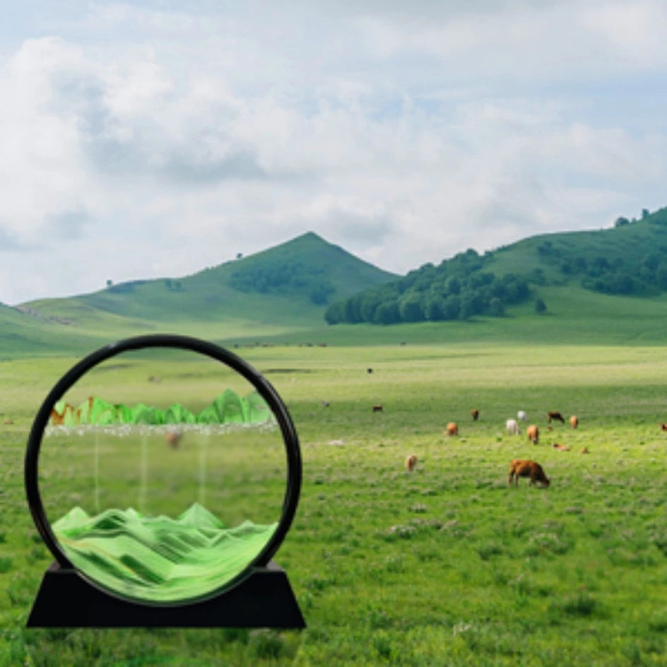 3D Moving Sand Art Picture – Round Glass Decor