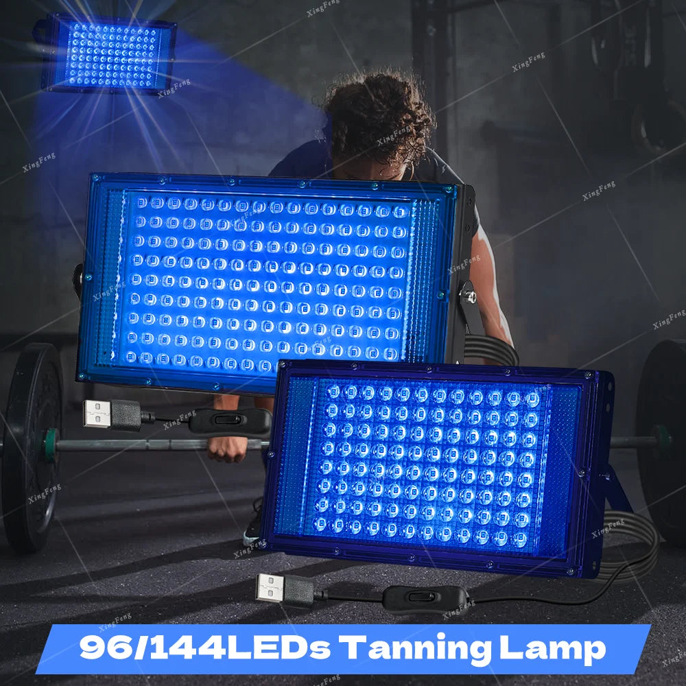 LED UV Tanning Lamp for Face & Body – Full Blue Light Home Sunbathing Device