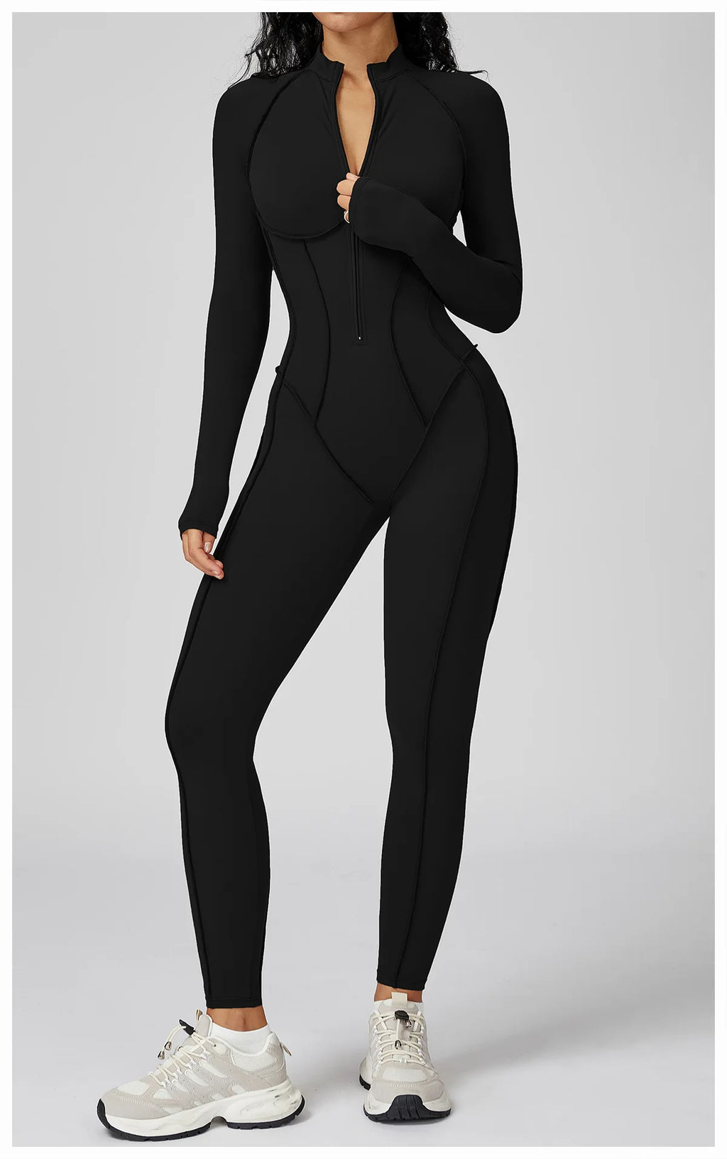 Women's Long Sleeve Yoga Bodysuit – High-Intensity Gym & Fitness Jumpsuit