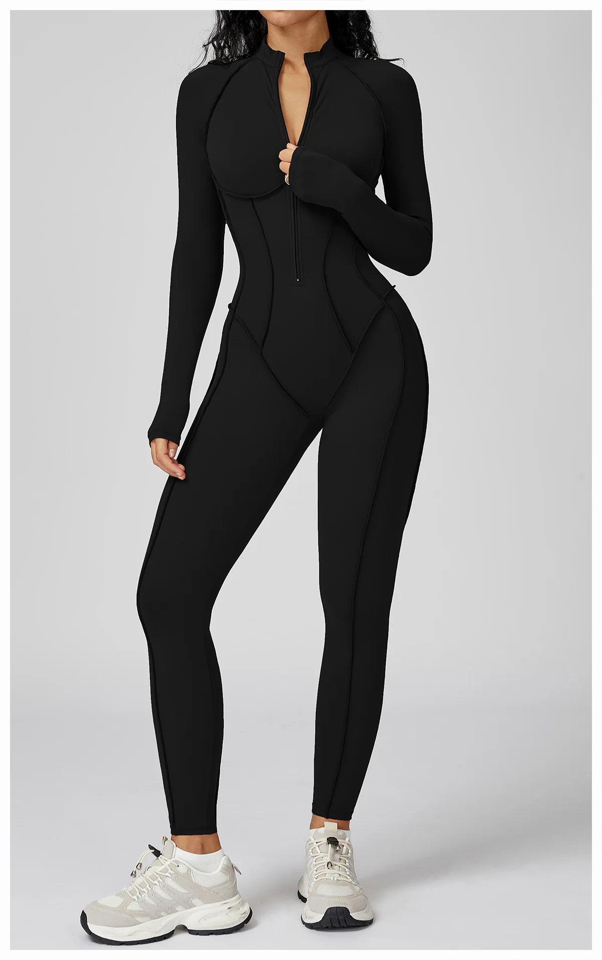 Women's Long Sleeve Yoga Bodysuit – High-Intensity Gym & Fitness Jumpsuit