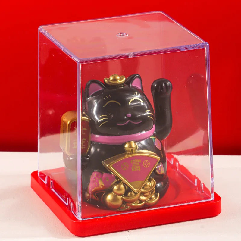 Solar Powered Maneki Neko Lucky Cat – Waving Fortune Cat Decor