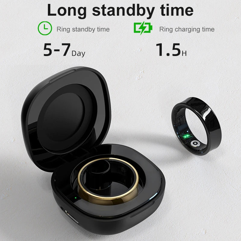 Smart Health Tracking Ring with Charging Case