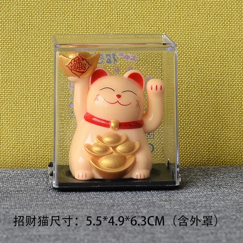 Solar Powered Maneki Neko Lucky Cat – Waving Fortune Cat Decor