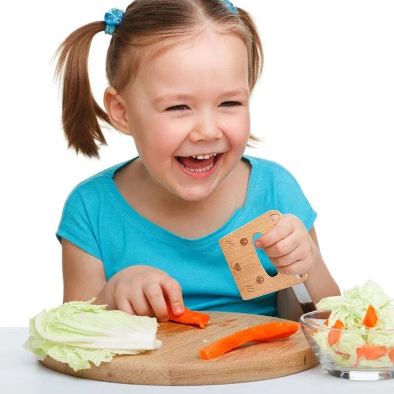 Wooden Cutter Kids Cute Shape Knife Kitchen Tools Fruit Vegetable Cutter For Children Safe Kitchen Cutting Toy DIY Tools