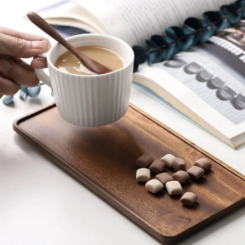 Natural Wooden Serving Tray – Rectangular Food & Snack Plate