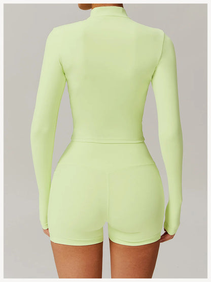 Women’s Slim Fit Zipper Jacket – Long Sleeve Fast-Dry Yoga & Fitness Top