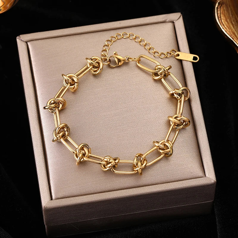 316L Stainless Steel Gold Link Bracelet for Women – Trendy & Durable