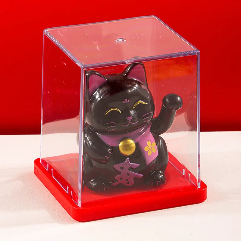 Solar Powered Maneki Neko Lucky Cat – Waving Fortune Cat Decor