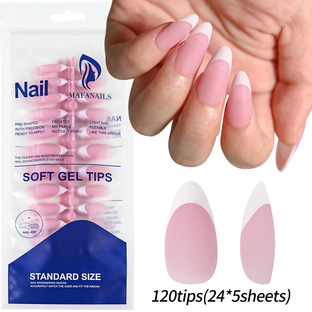 Matte White Press-On Nail Tips – Medium Almond