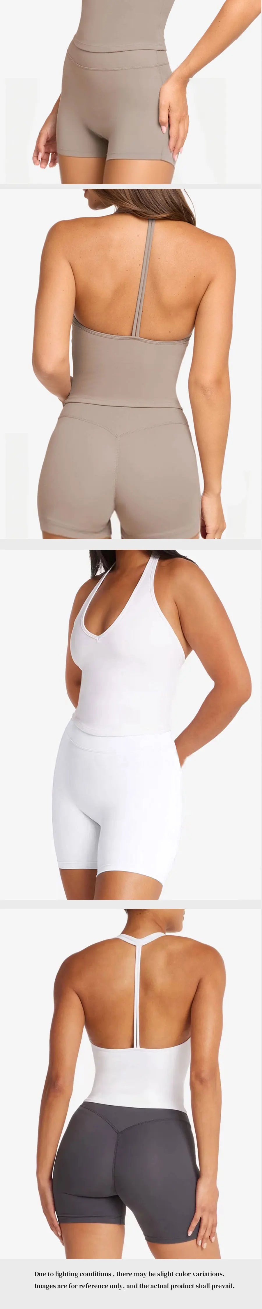 CSB backless halter neck vest & Scrunch Shorts   Gym Vest woman  Cropped Top Yoga Tank Top Self-Padded High Stretch Top