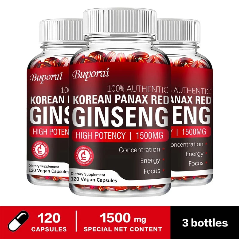 Korean Red Panax Ginseng Capsules for Energy Focus and Vitality Support