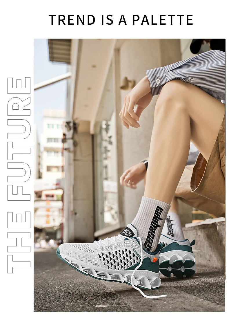 Men’s Lightweight Breathable Running Sneakers – Shock-Absorb Gym & Casual Shoes