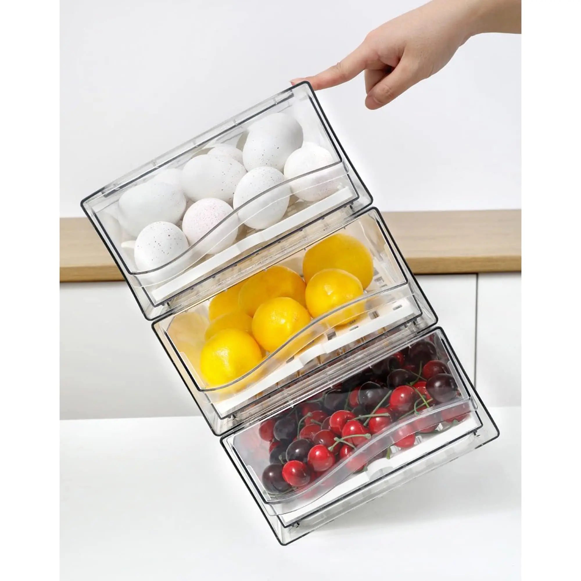 Stackable Fridge Organizer Bins – Reusable Refrigerator Storage Containers