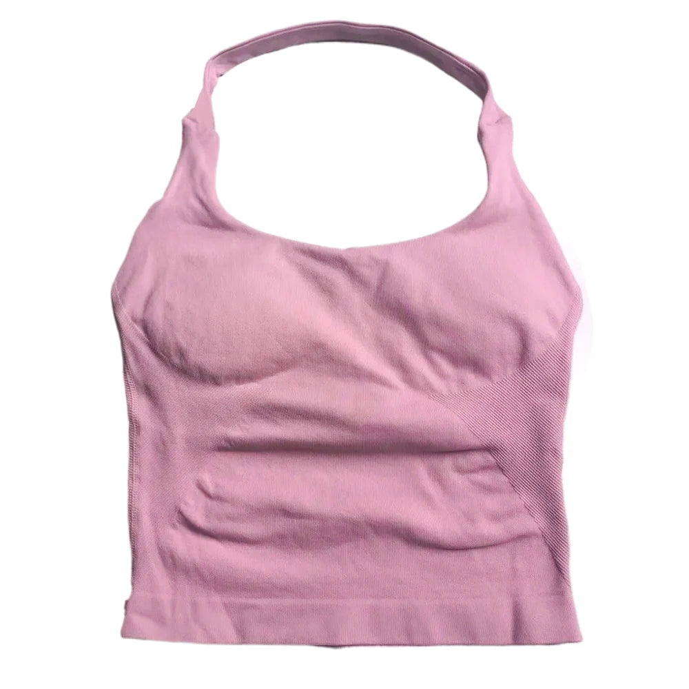 Women’s Strappy Gym Top – Padded Backless Yoga & Workout Tank