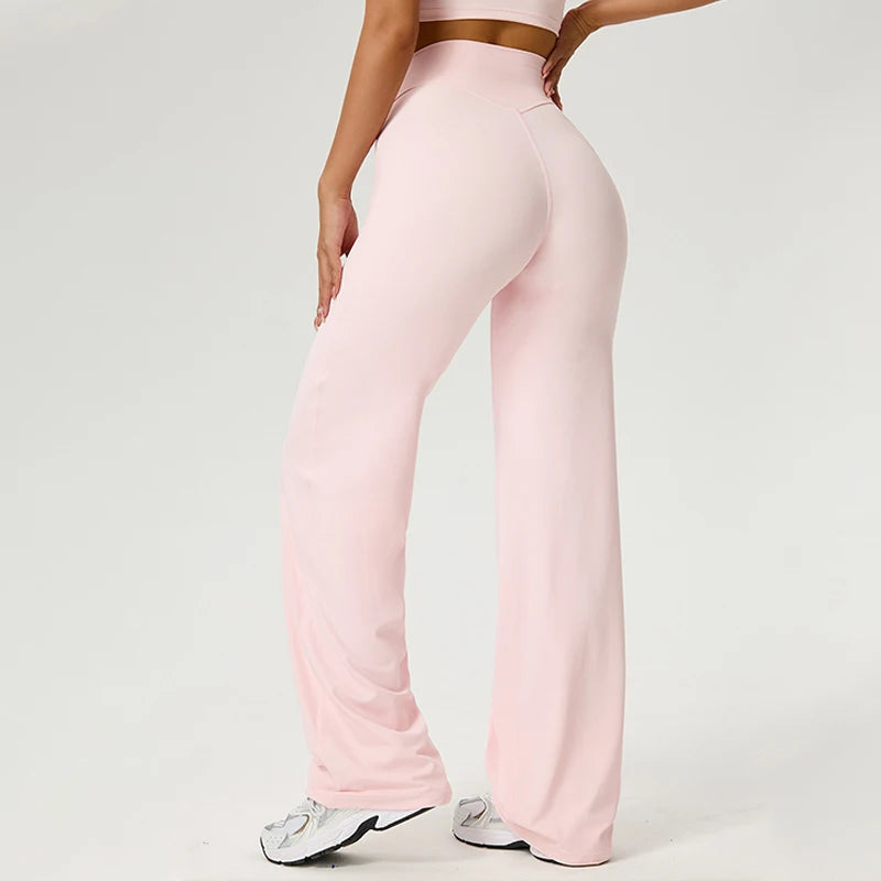 TRY TO BN Women's High Waisted Straight Leg Yoga Pants Gym Leggings Naked Feel Buttery Soft Breathable Running Workout Trousers