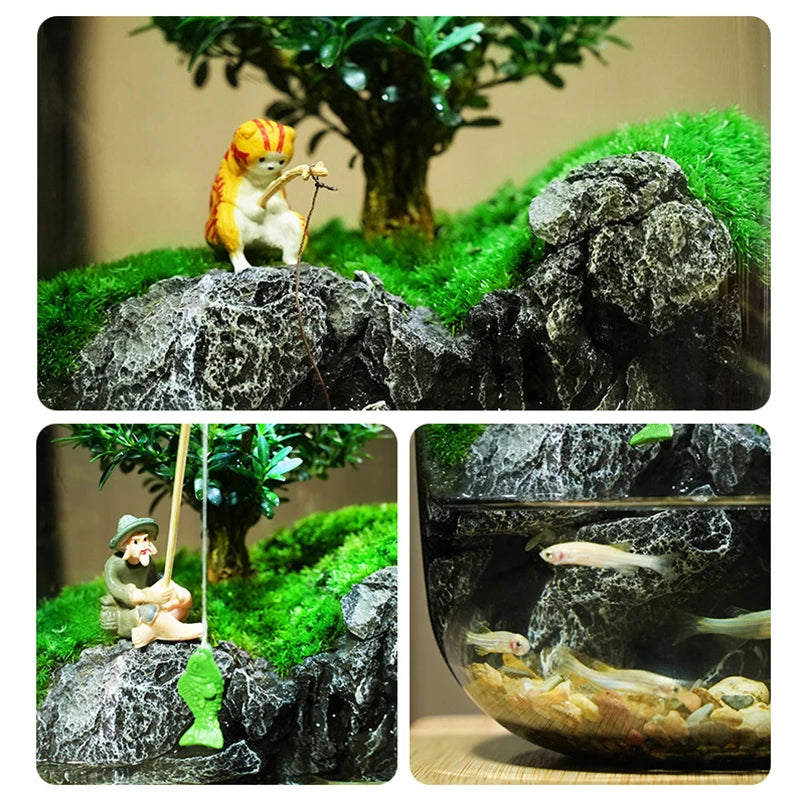 Mini Aquariums Indoor Glass Fish Tank Desktop Moss Micro-landscape Aquariums Modern Decoration Terrarium Fish Tanks with Lamp