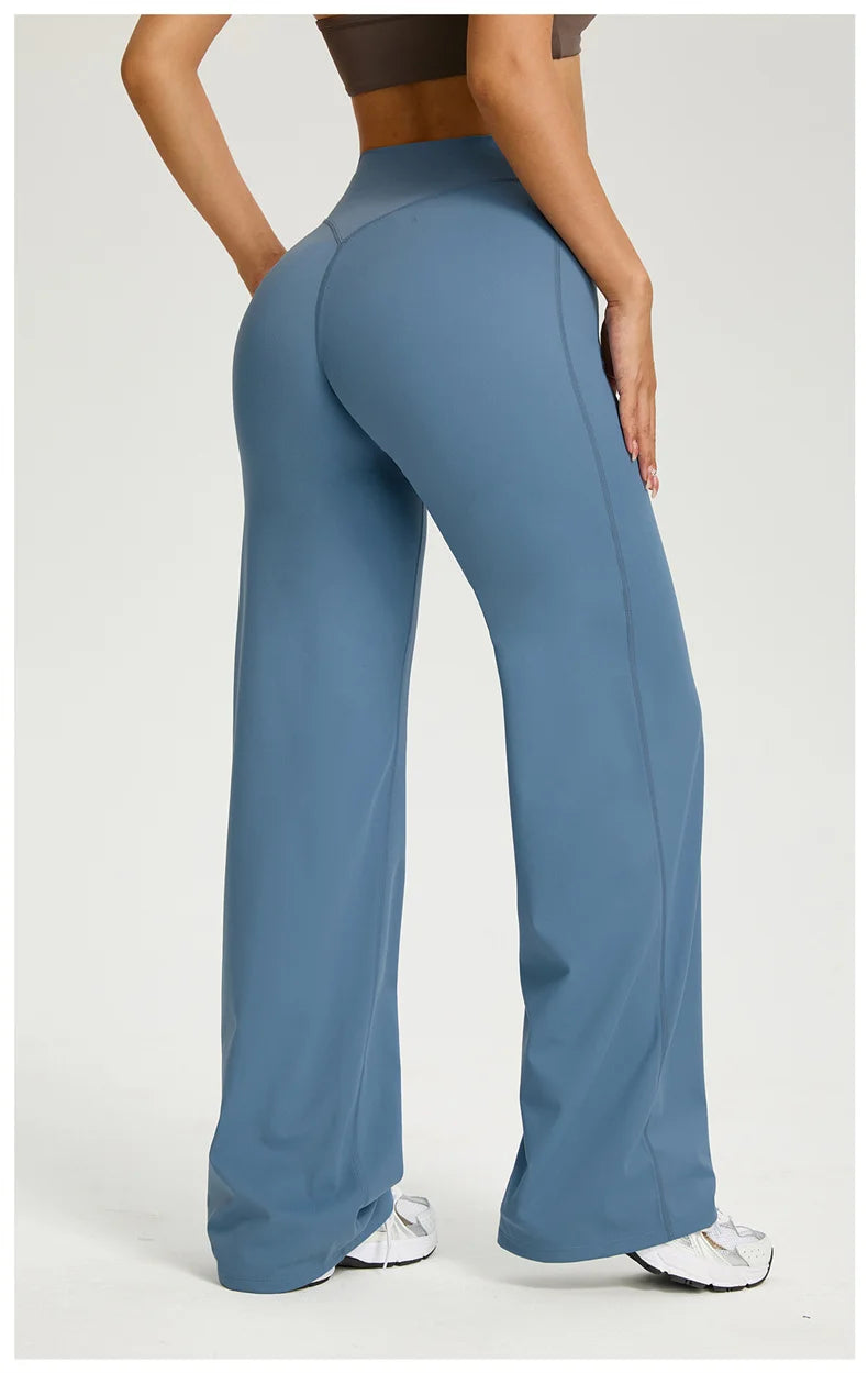 TRY TO BN Women's High Waisted Straight Leg Yoga Pants Gym Leggings Naked Feel Buttery Soft Breathable Running Workout Trousers