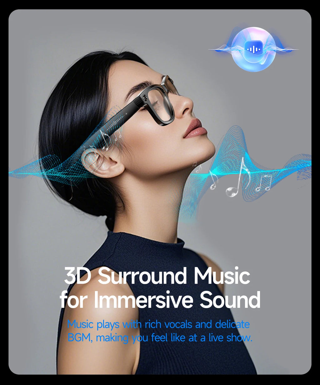 AI Smart Glasses with 8MP Camera Video Recording 100+ Languages Translation Blue LightSunglasses Bluetooth Call WIFI Men Women