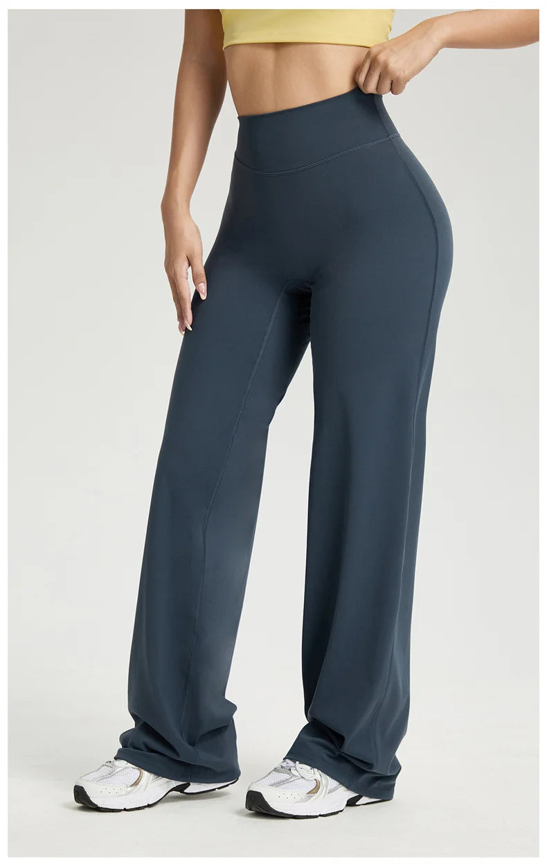 TRY TO BN Women's High Waisted Straight Leg Yoga Pants Gym Leggings Naked Feel Buttery Soft Breathable Running Workout Trousers