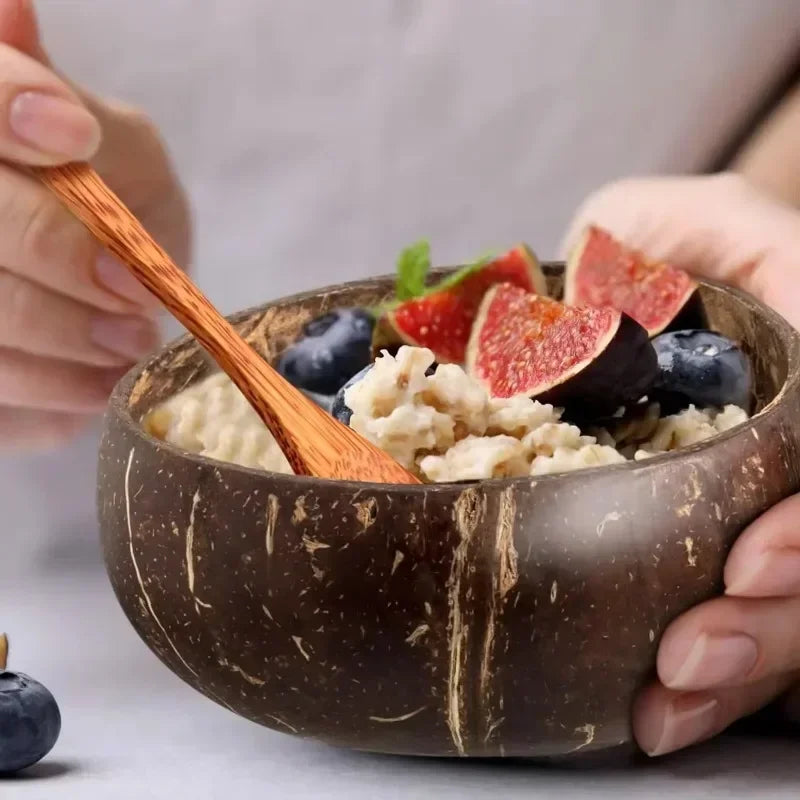 Coconut Bowl Set – Natural Wooden Reusable Serving Bowls