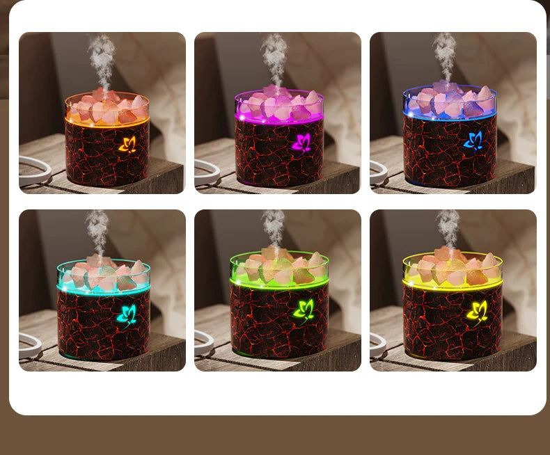 Crystal Salt Stone Aromatherapy Machine Colorful Atmosphere Lamp Atomization Humidification Suitable for Office and Bedroom