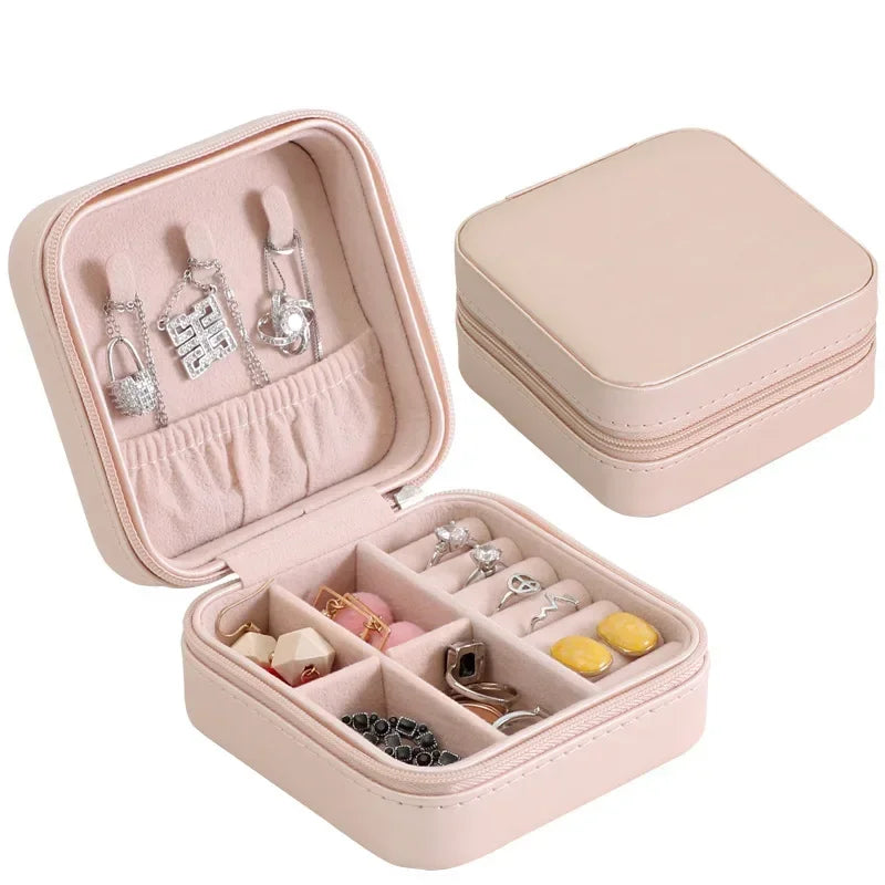 Portable Jewelry Box – Leather Travel Jewelry Organizer Case
