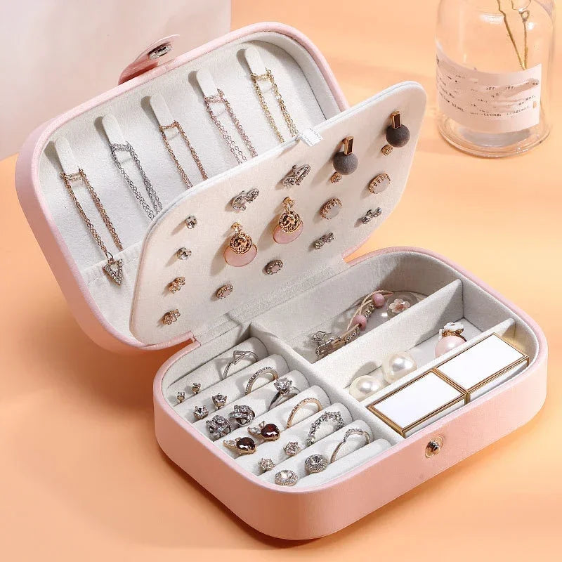 Portable Jewelry Box – Leather Travel Jewelry Organizer Case
