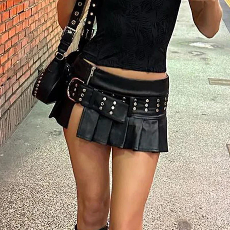 Street Style Spice Girls Fashion New Sexy Brown Pu Leather Super Shorts Women Low Waist Tight Hip Wrap Hot Pants