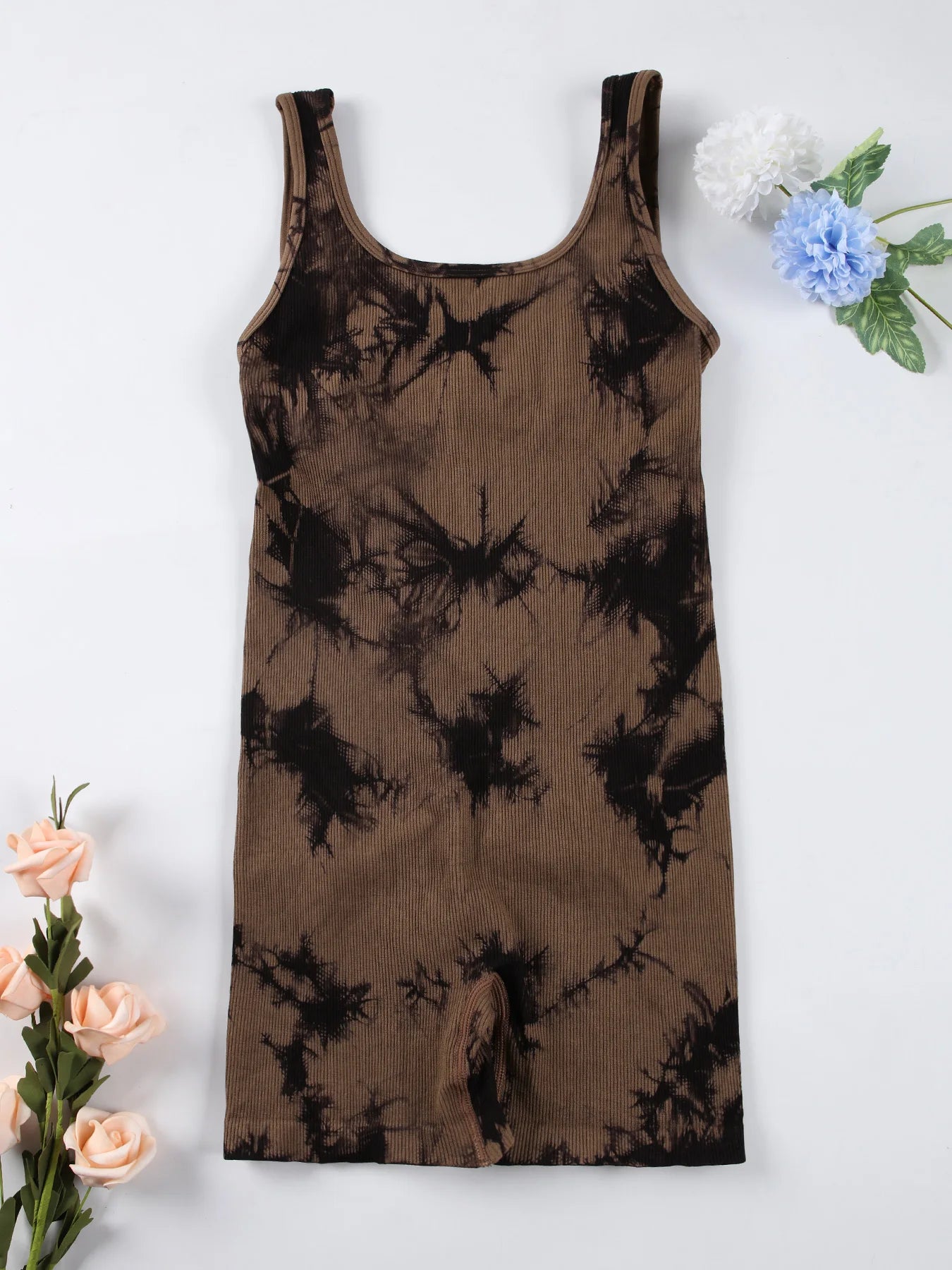 1PCS Backless Yoga Suit U Neck Sleeveless Sports Jumpsuit Solid Colour Threaded Stretch Women Bodysuit Without Bust Pads