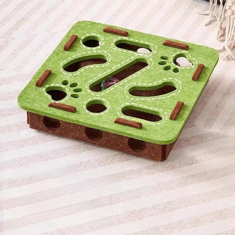 Cat Puzzle Toy Box – Interactive Felt Exercise Toy with Ball