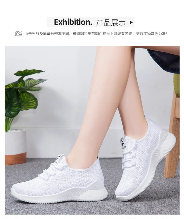 Comfortable Women's Casual Sneakers Summer Breathable Flat Shoes Fashion Women Sneakers Versatile Lace-Up Running Shoes 2026 New