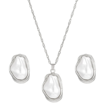 Trendy Baroque Pearl Necklace, Bracelet & Ring Set – Wedding & Party Jewellery for Women