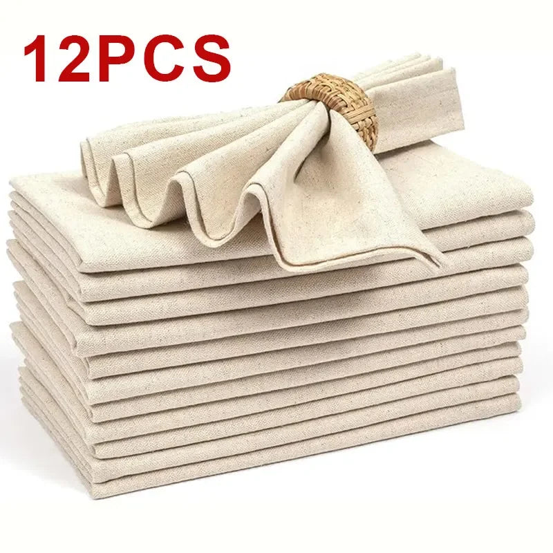 Reusable Linen Table Napkins Set – 30x30cm Dining Table Cloth Napkins