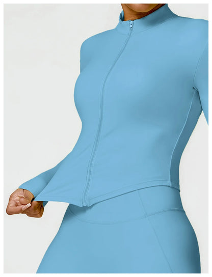 Women’s Slim Fit Zipper Jacket – Long Sleeve Fast-Dry Yoga & Fitness Top