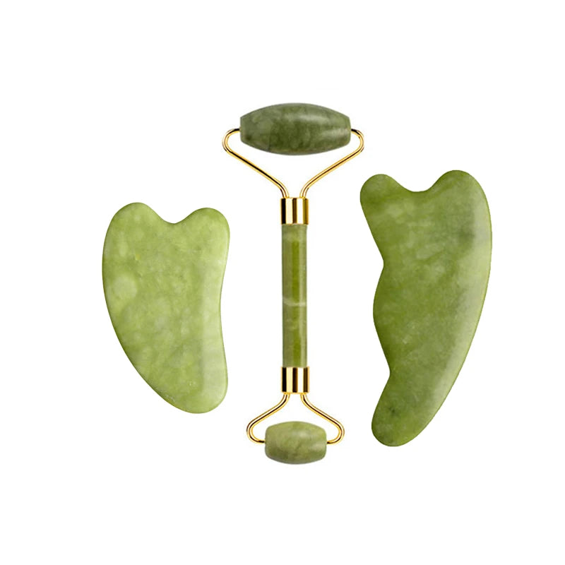 Natural Jade Roller & Gua Sha Set – Facial & Body Massage Tools for Lifting & Anti-Aging