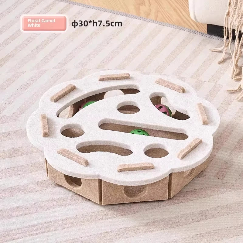 Cat Puzzle Toy Box – Interactive Felt Exercise Toy with Ball