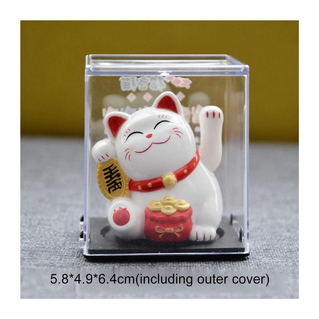 Solar Powered Maneki Neko Lucky Cat – Waving Fortune Cat Decor