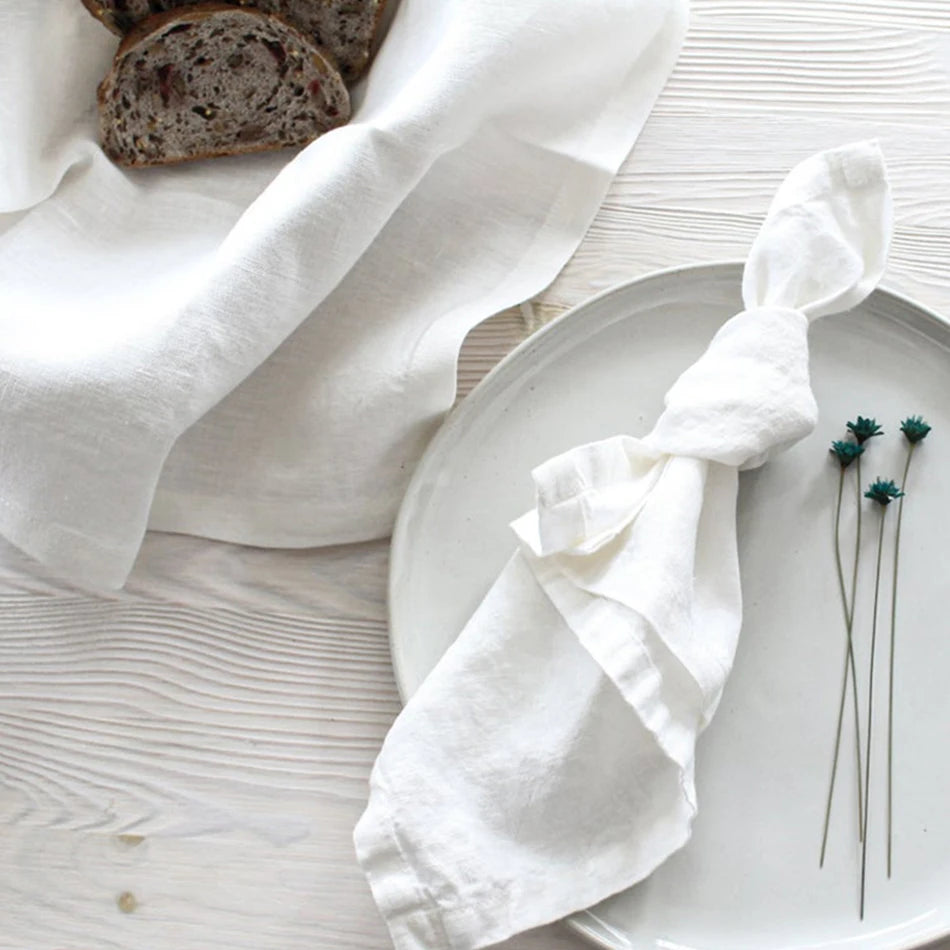 4PCS Linen Napkins – Reusable Soft Fabric Table Cloth Set