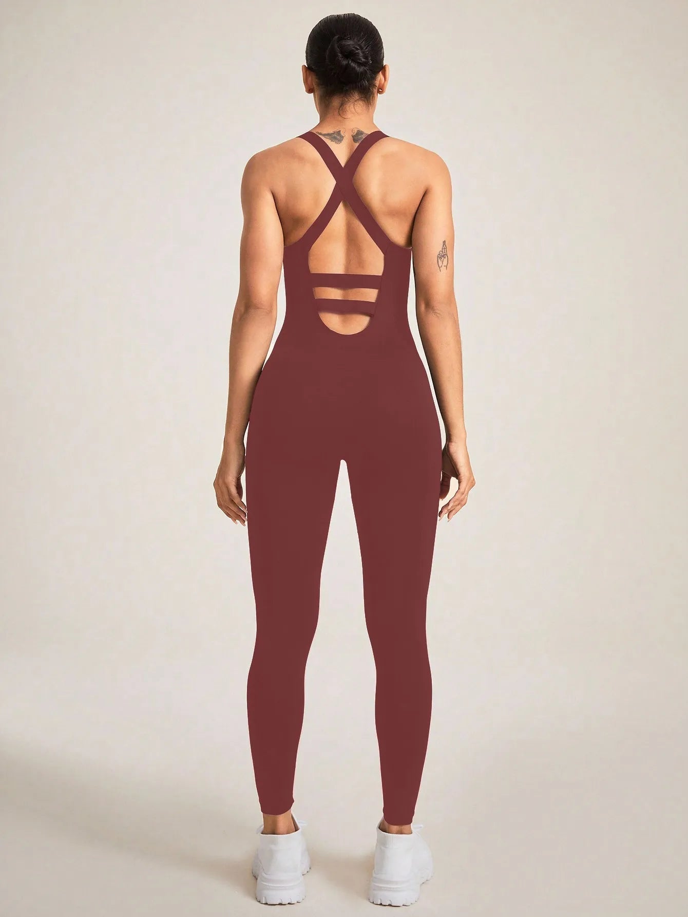 Women's Seamless Shapewear Bodysuit With Tummy Control, CrissCross Straps Backless Body Shaper, Women's Underwear & Shapewear